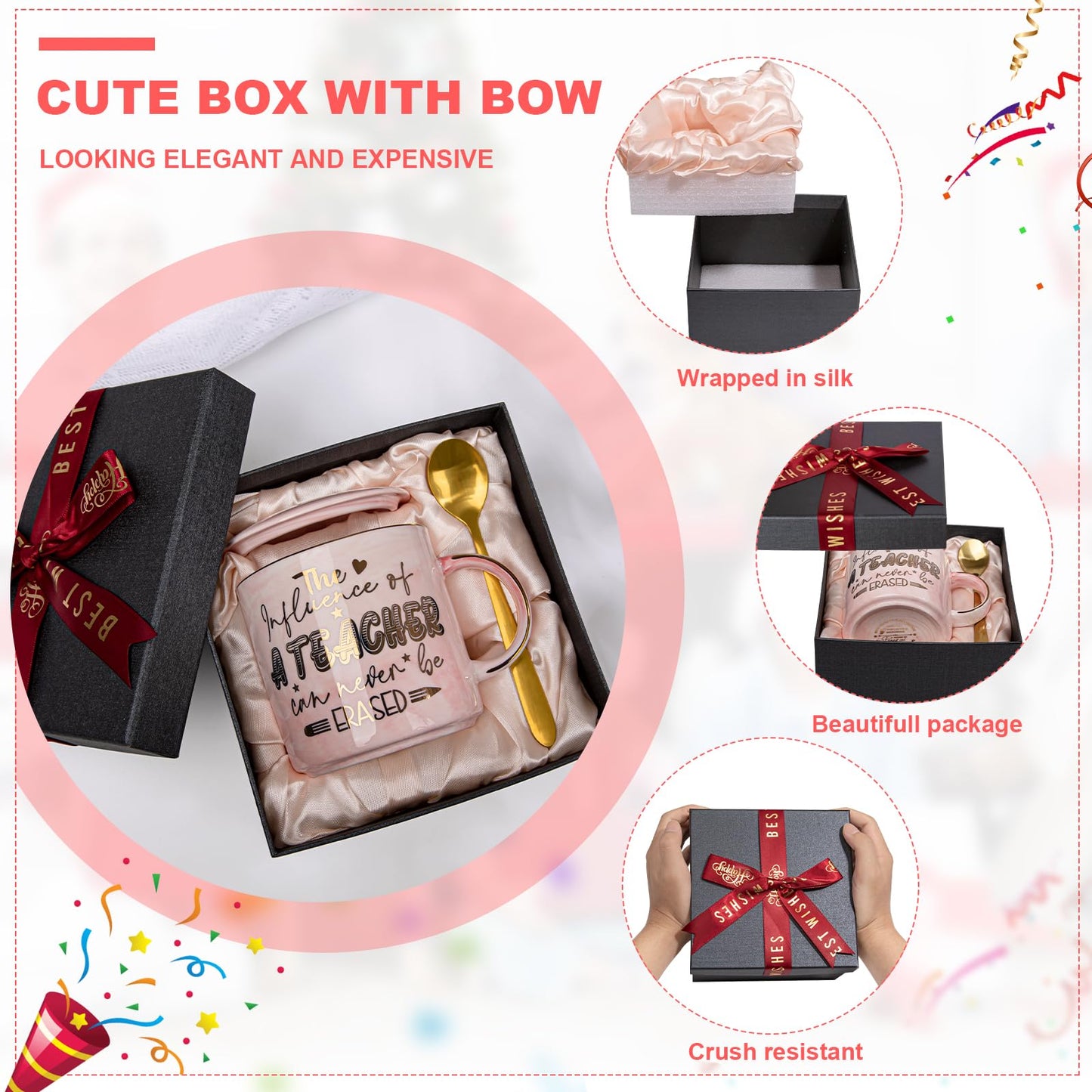 Best Friend Birthday Gifts for Women, Friendship Gifts for Women, Unique Birthday Valentines Day Gift Ideas for Her, Friends Female, Besties, BFF Ceramic Marble Coffee Mug Gift Box Printed Gold 14 oz